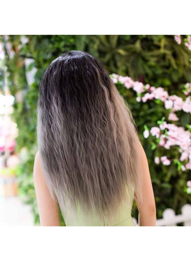 Voberry Mixed Long Gradient Corn Wavy Curly Wig Beige/Black 60x25x25cm - Image 2