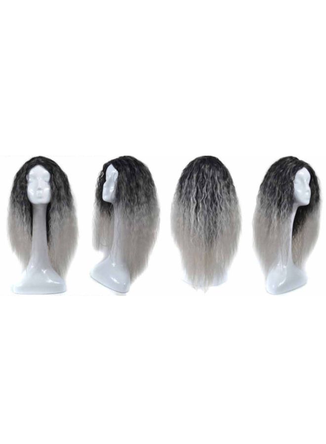 Voberry Mixed Long Gradient Corn Wavy Curly Wig Beige/Black 60x25x25cm - Image 4