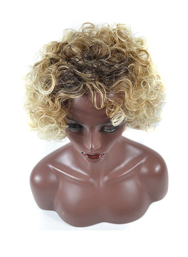 فوبيري شعر مستعار اصطناعي برباط بتصفيفة حلزونية متموجة وغريبة بني 30x25x25سم - Image 1