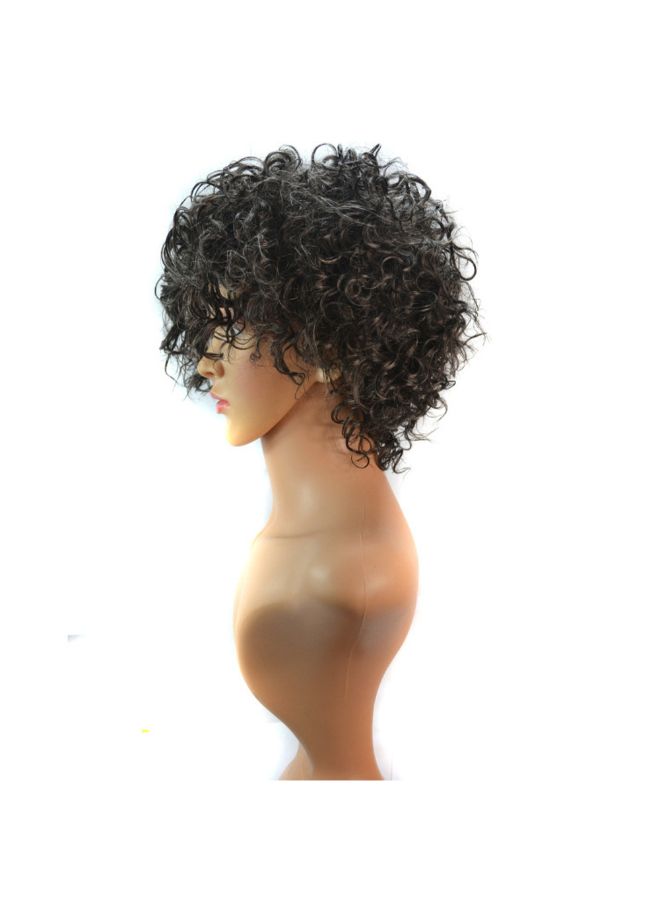 فوبيري شعر مستعار مجعد وكثيف ويتصفيفة الكينكي ومصنوع من الألياف الصناعية ومزود بالدانتيل أسود/ رمادي 30x25x25سم - Image 4