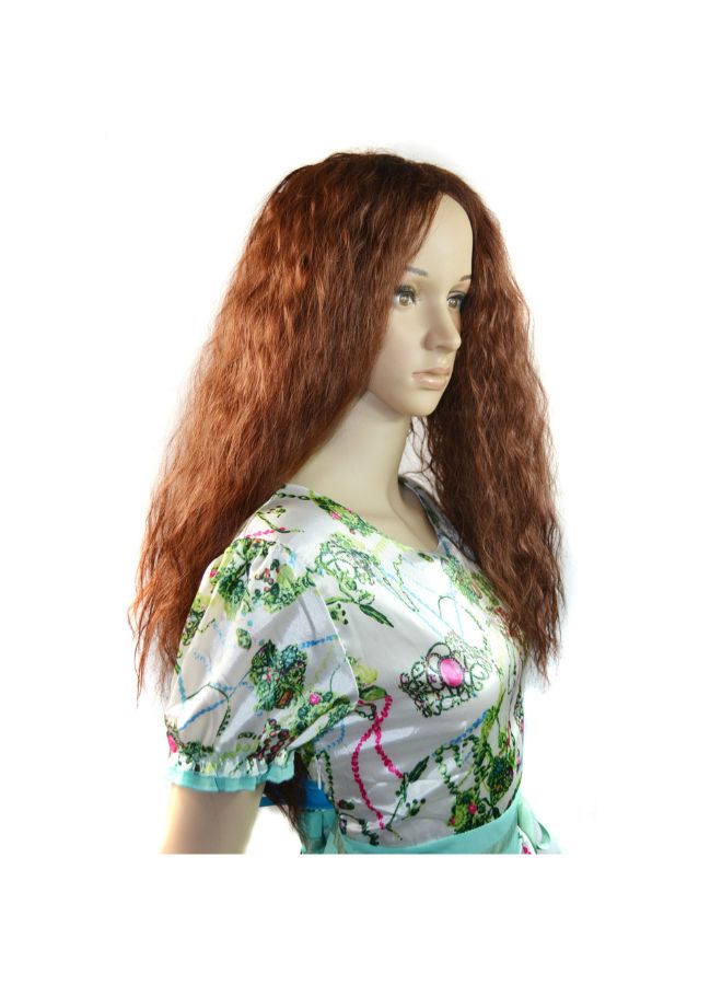 Voberry Middle Part Wave Curly Hair Wig Brown 70x25x25cm - Image 2