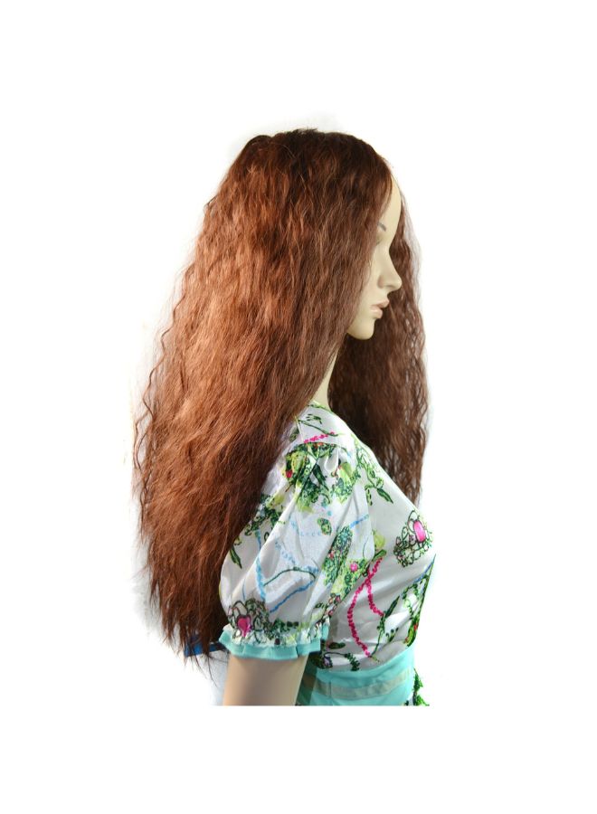 Voberry Middle Part Wave Curly Hair Wig Brown 70x25x25cm - Image 3