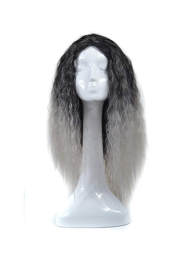 Voberry Mixed Long Gradient Corn Wavy Curly Wig Beige/Black 60x25x25cm - Image 1