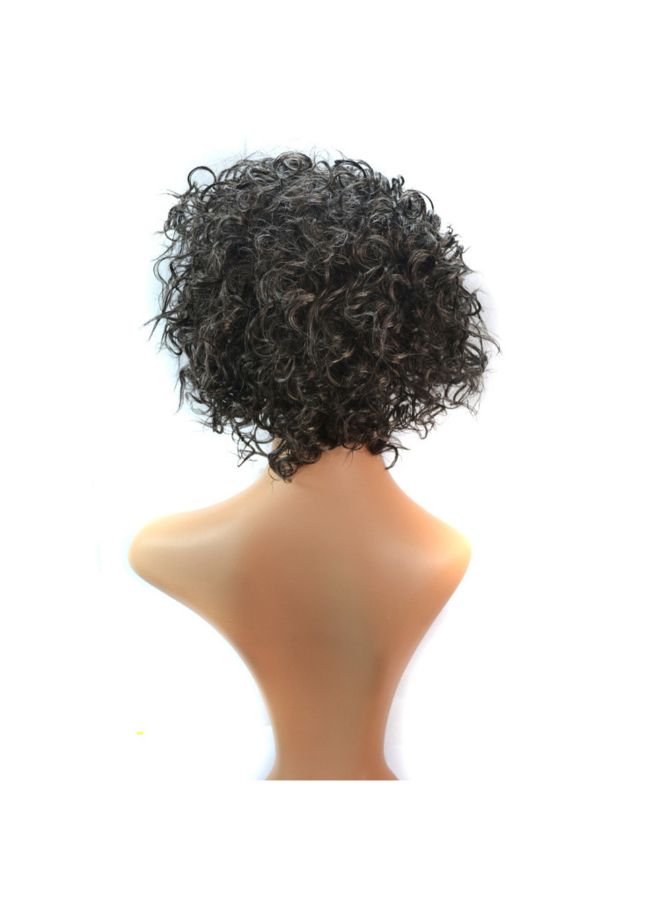 فوبيري شعر مستعار مجعد وكثيف ويتصفيفة الكينكي ومصنوع من الألياف الصناعية ومزود بالدانتيل أسود/ رمادي 30x25x25سم - Image 3