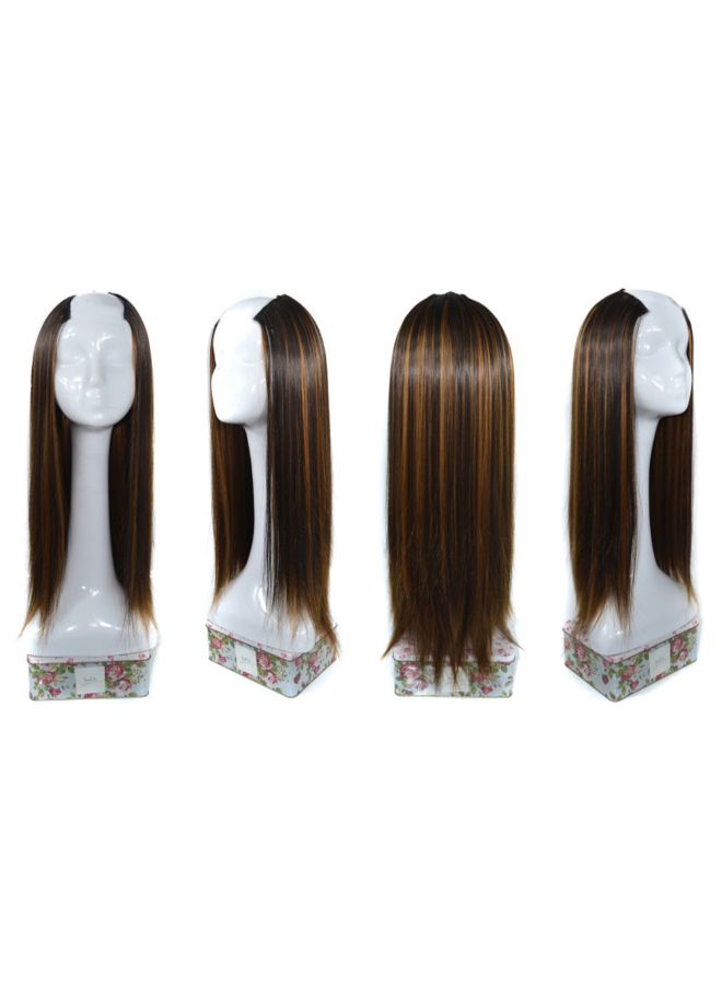 Voberry Synthetic Straight Weft U Part Lace Wig Black/Brown 65x25x5centimeter - Image 3