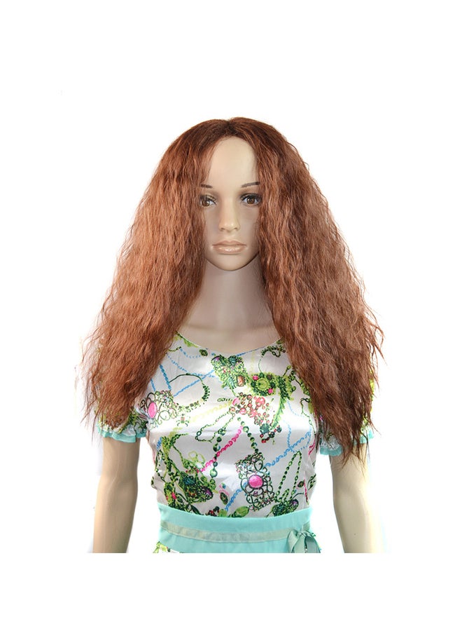 Voberry Middle Part Wave Curly Hair Wig Brown 70x25x25cm - Image 1