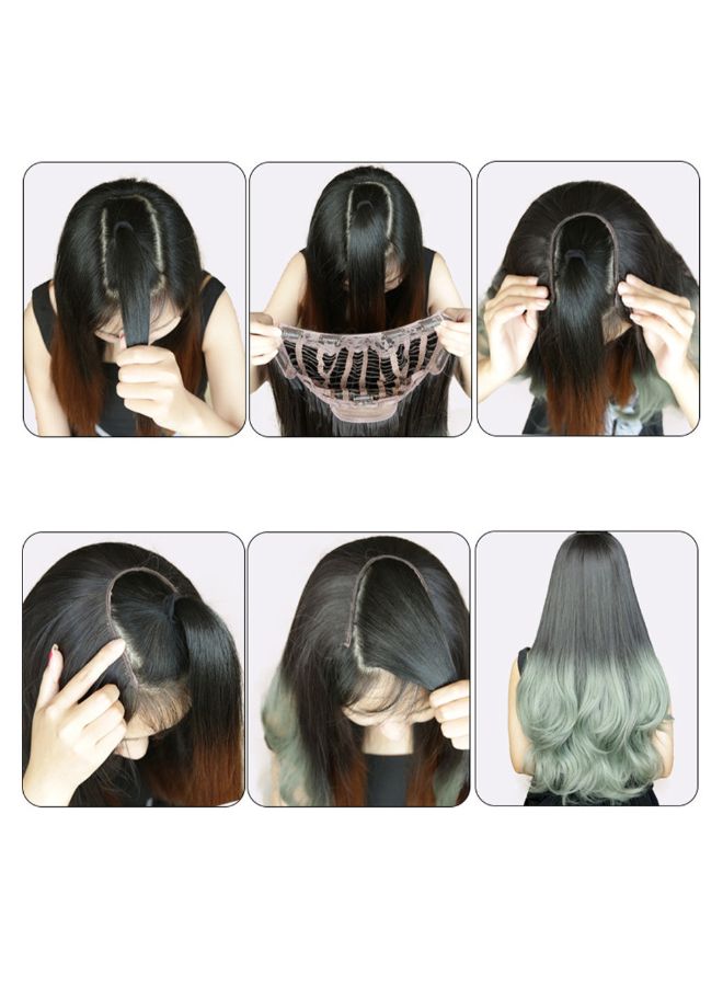 Voberry Synthetic Straight Weft U Part Lace Wig Black/Brown 65x25x5centimeter - Image 2