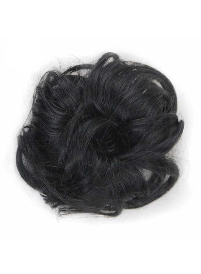 Voberry Scrunchie Twirl Piece Curly Messy Bun Hair Wig Black 13x12x1cm