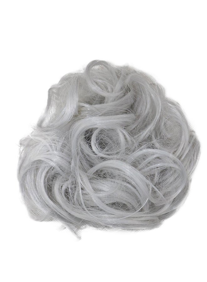 Scrunchie Twirl Piece Curly Messy Bun Hair Wig White 5x5x5cm