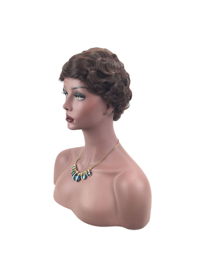 Voberry Curly Short Synthetic Hair Wig Brown 1x1x1cm - Image 3