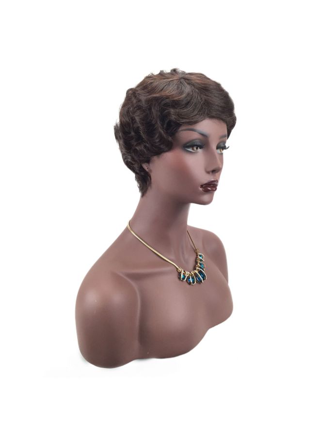 Voberry Curly Short Synthetic Hair Wig Brown 1x1x1cm - Image 4