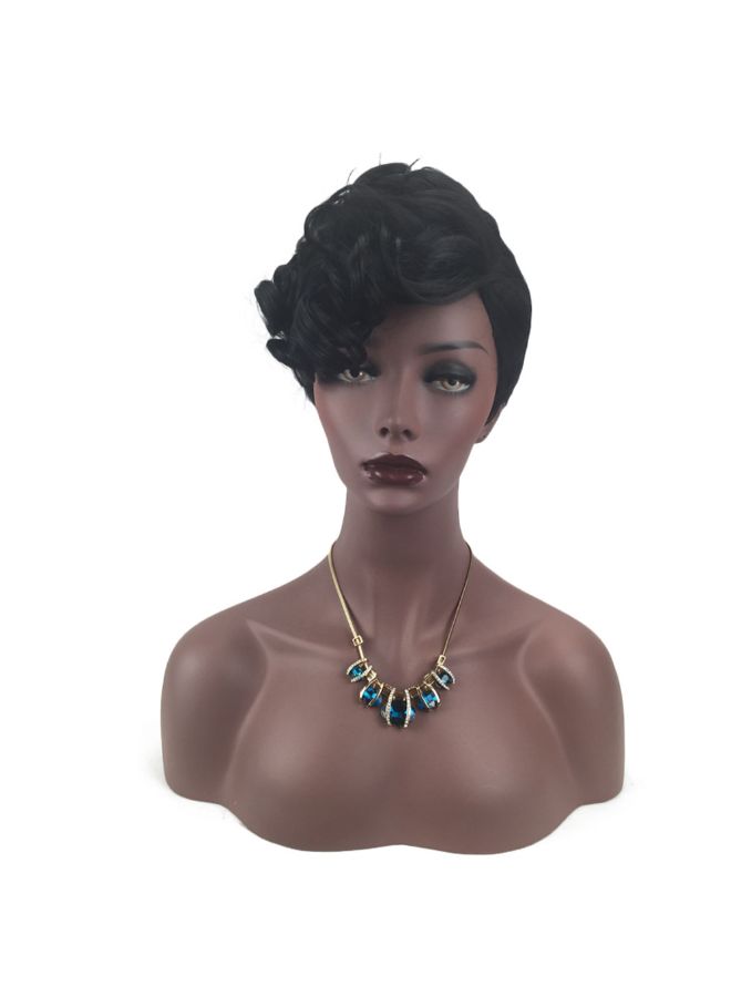 Voberry Curly Short Synthetic Hair Wig Black 1x1x1cm - Image 3