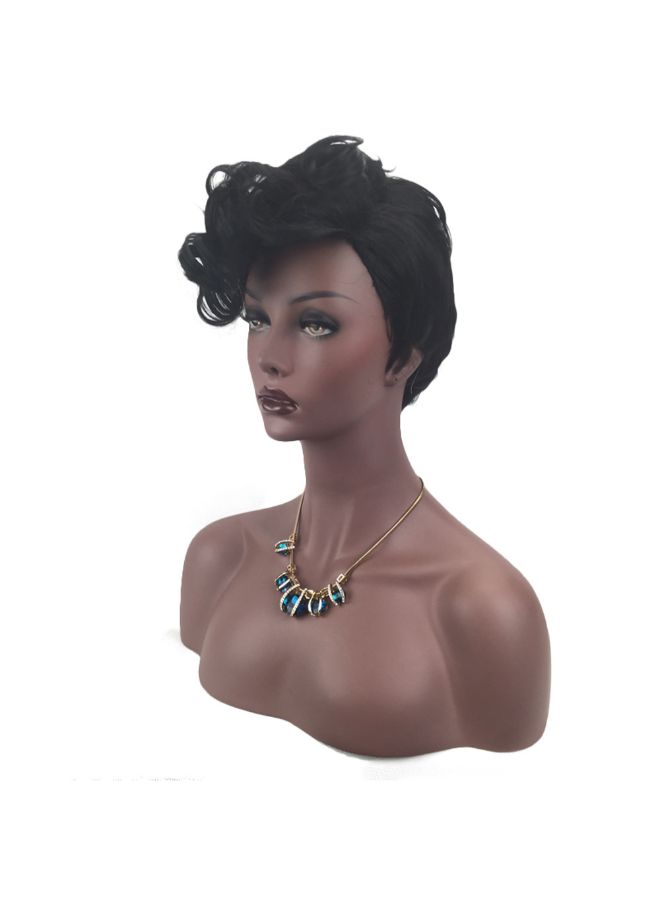 Voberry Curly Short Synthetic Hair Wig Black 1x1x1cm - Image 4