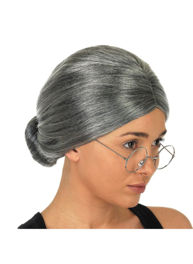 فوبيري شعر مستعار بتصميم كعكة شعر الخاصة بالجدة رمادي فضي 25x17x4سم - Image 2