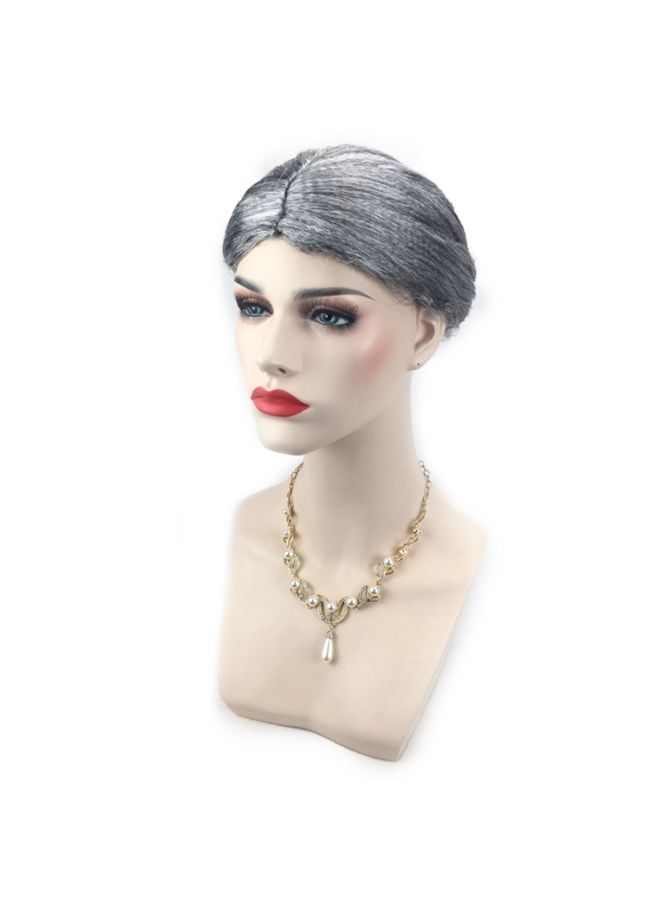 فوبيري شعر مستعار بتصميم كعكة شعر الخاصة بالجدة رمادي فضي 25x17x4سم - Image 3