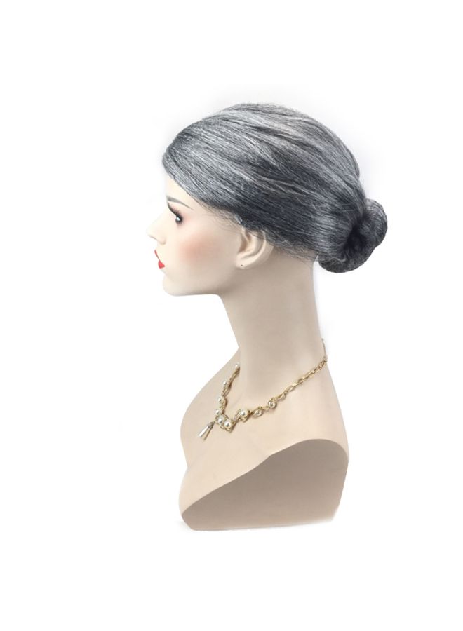 فوبيري شعر مستعار بتصميم كعكة شعر الخاصة بالجدة رمادي فضي 25x17x4سم - Image 4