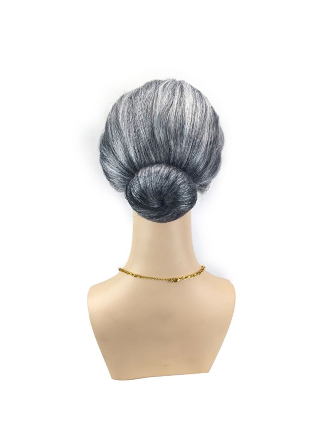 فوبيري شعر مستعار بتصميم كعكة شعر الخاصة بالجدة رمادي فضي 25x17x4سم - Image 5