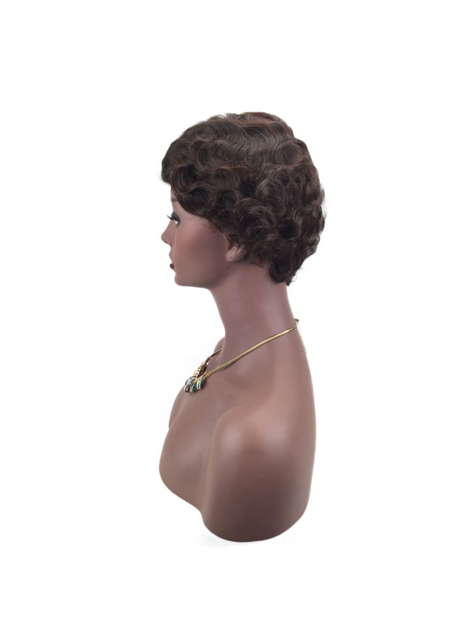 Voberry Curly Short Synthetic Hair Wig Brown 1x1x1cm - Image 2