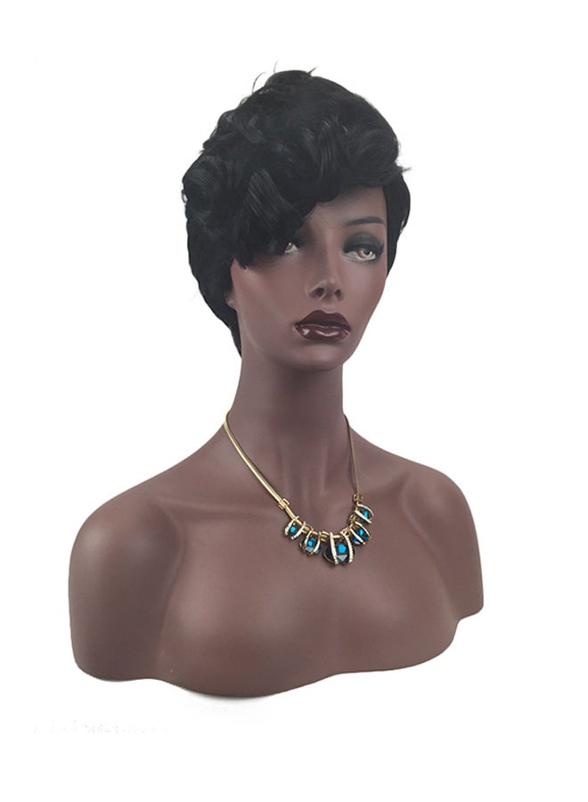 Voberry Curly Short Synthetic Hair Wig Black 1x1x1cm - Image 1