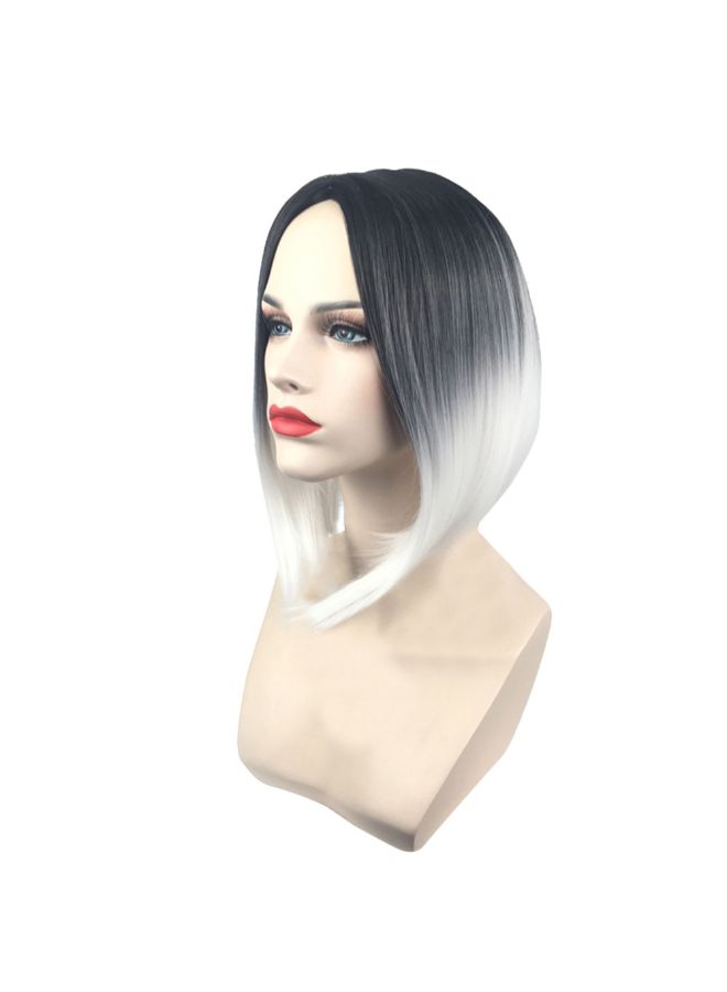 Voberry European And American Brazilian Lace Wig Black/Grey 34x36x1cm - Image 2