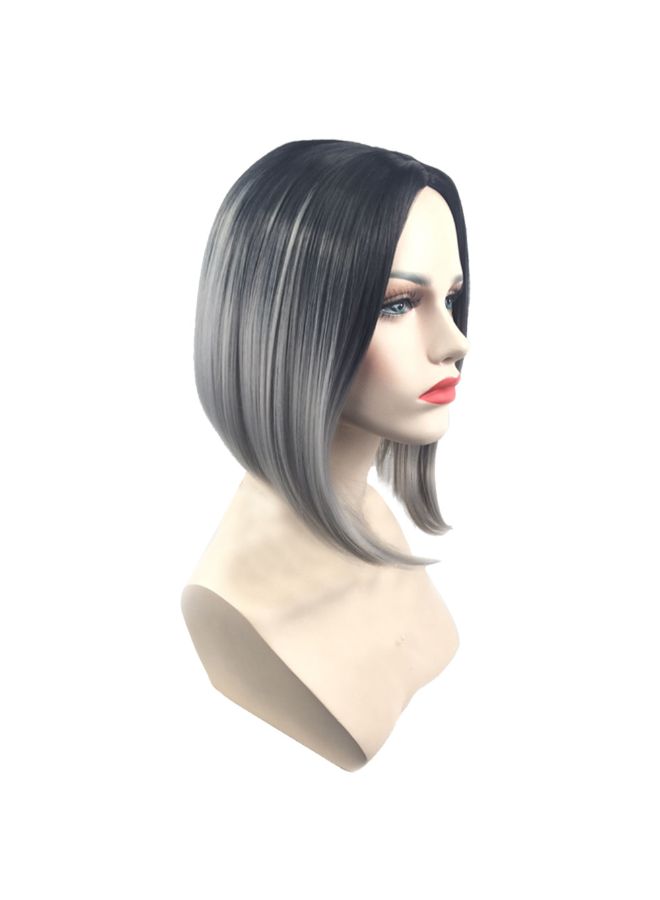 Voberry European And American Brazilian Lace Wig Black/Grey 34x36x1cm - Image 2