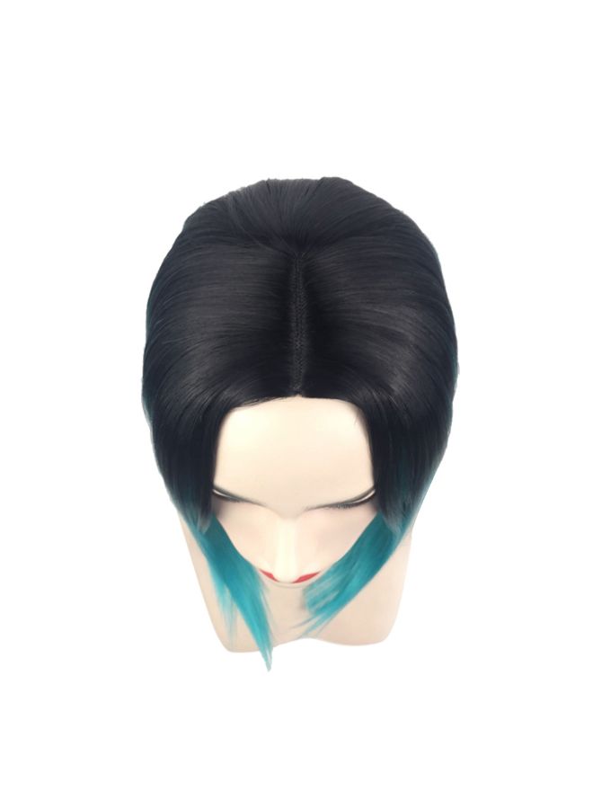 فوبيري شعر مستعار مزود بجزء من الدانتيل بتصفيفة أوروبية وأمريكية برازيلية أزرق سيان/ أسود 34x36x1سم - Image 2