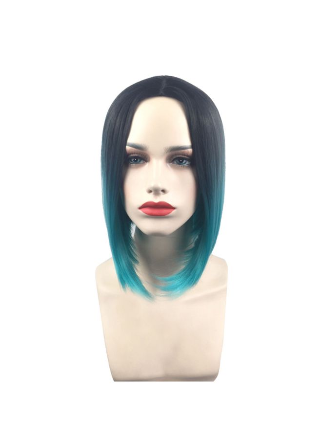 فوبيري شعر مستعار مزود بجزء من الدانتيل بتصفيفة أوروبية وأمريكية برازيلية أزرق سيان/ أسود 34x36x1سم - Image 4