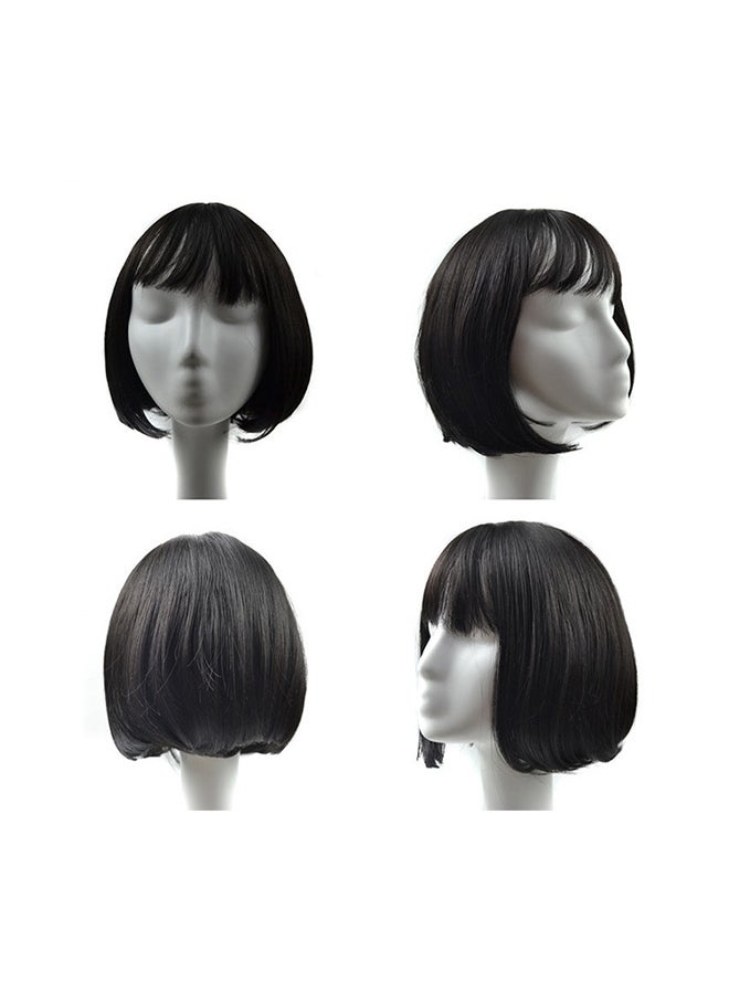 فوبيري شعر مستعار قصير صناعي مزود بالدانتيل أسود 30x25x5سم