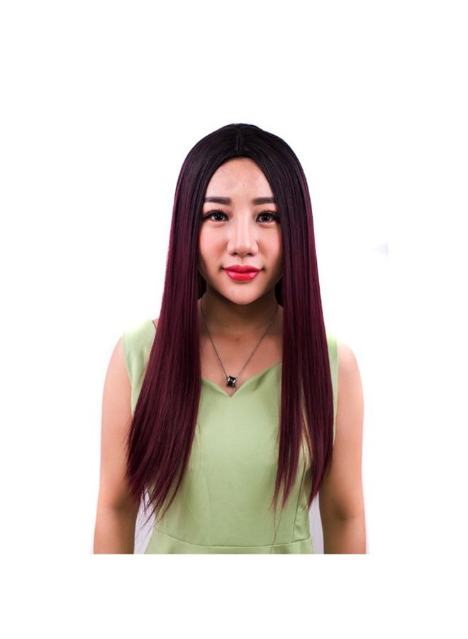 فوبيري باروكة شعر مستعار ناعم طويل للحفلات التنكرية أحمر برغندي 30x15x5سم - Image 2