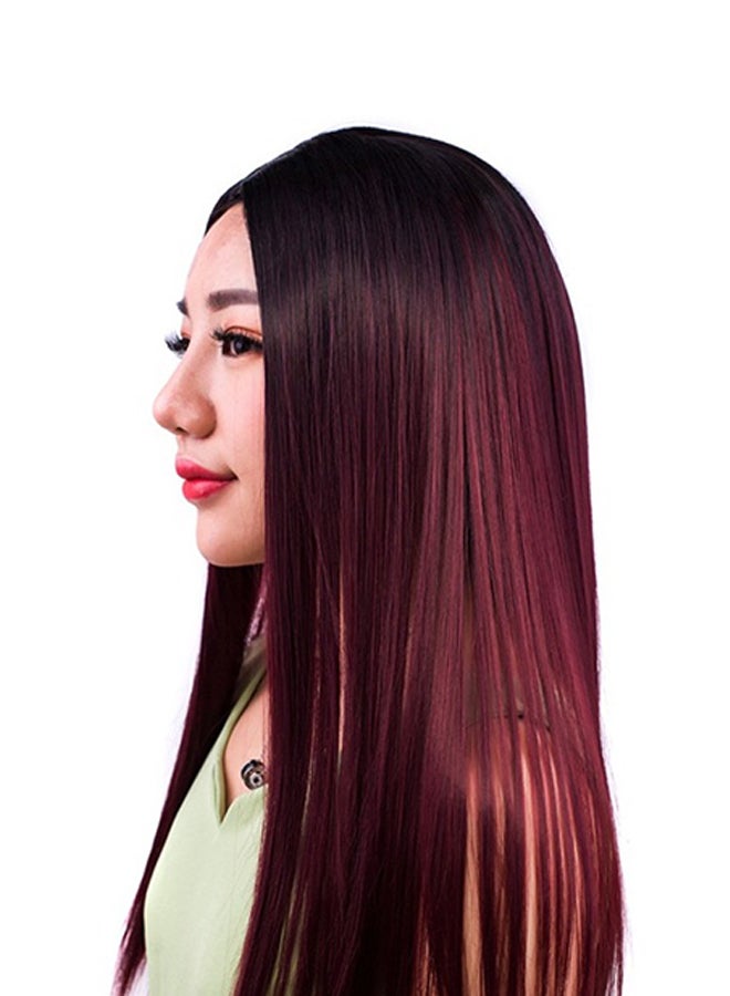 فوبيري باروكة شعر مستعار ناعم طويل للحفلات التنكرية أحمر برغندي 30x15x5سم - Image 1