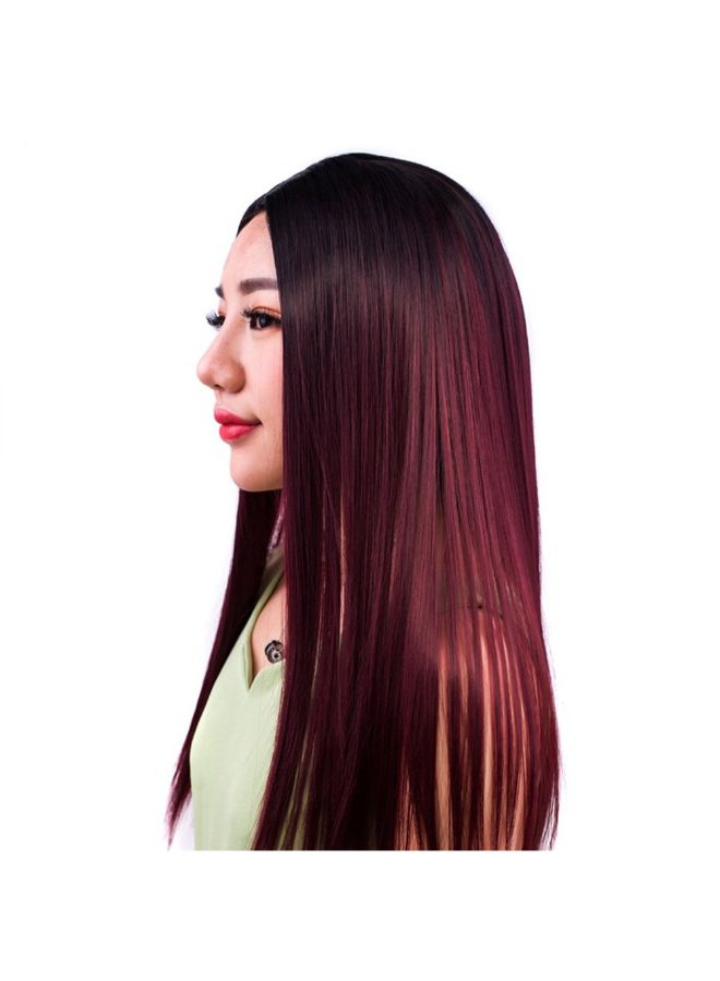 فوبيري باروكة شعر مستعار ناعم طويل للحفلات التنكرية أحمر برغندي 30x15x5سم - Image 3