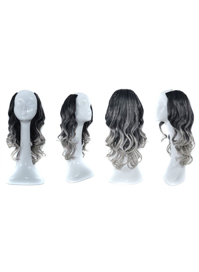 Voberry Synthetic Curls Weft Hair Wig Black/Grey 30x20x5cm - Image 2