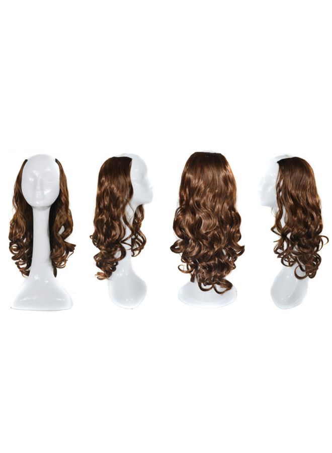 فوبيري وصلة شعر مستعار مموجة مصنوعة من الألياف الصناعية متصلة بجزء قماشي بني 30x20x5سم - Image 3