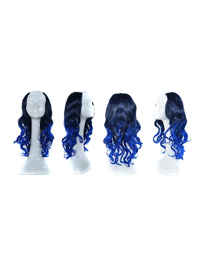 Voberry Synthetic Curls Weft Hair Wig Black/Royal Blue 30x20x5cm - Image 1