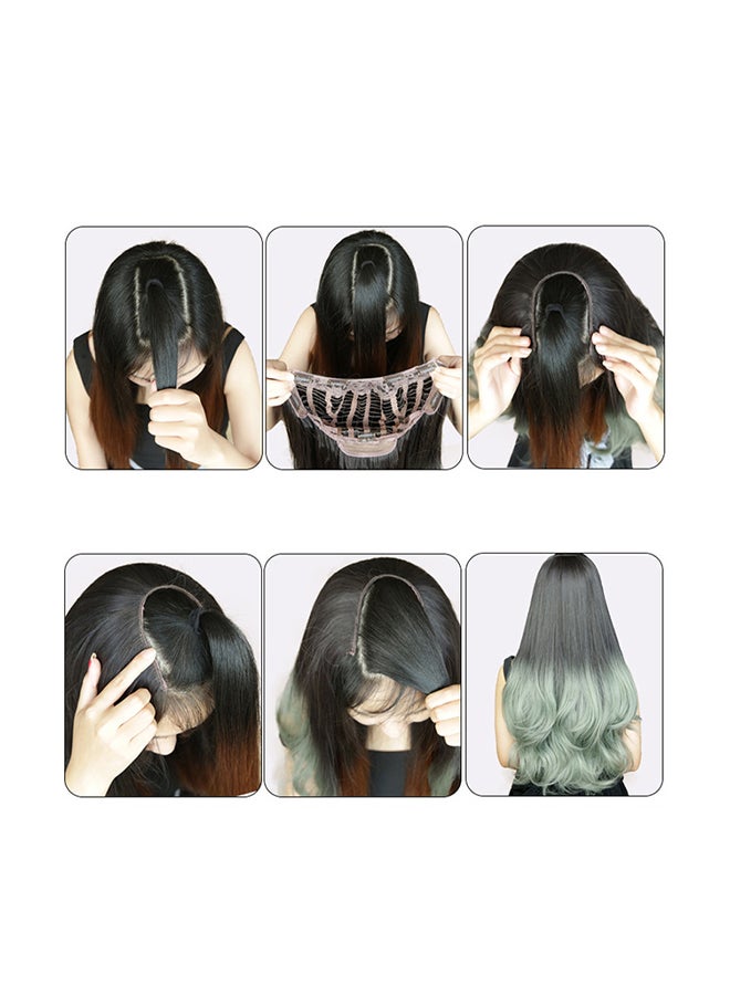 Voberry Synthetic Curls Weft Hair Wig Black/Grey 30x20x5cm - Image 1