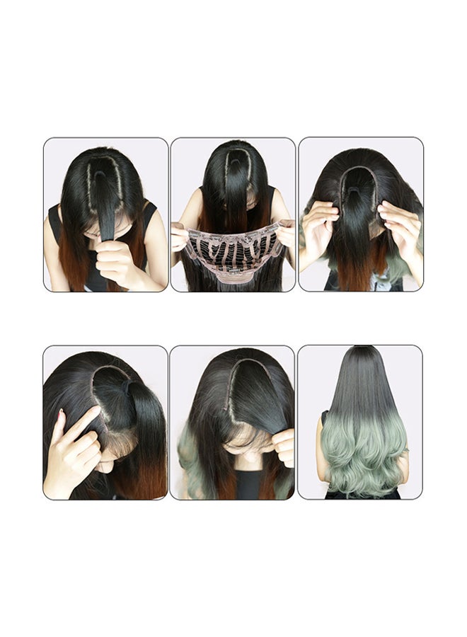 Voberry Synthetic Curls Weft Hair Wig Black/Grey 30x20x5cm - Image 1