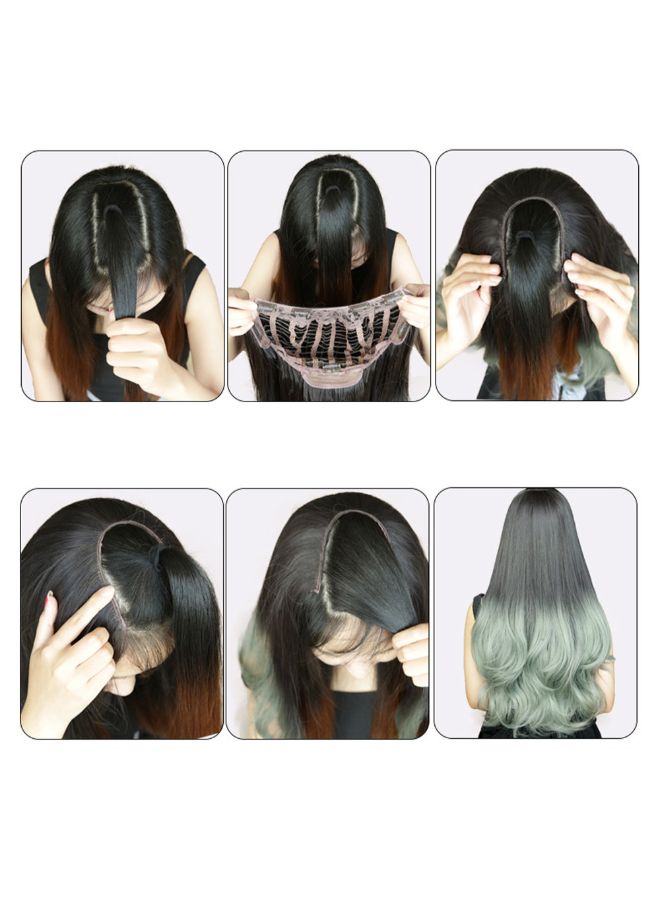 Voberry Synthetic Curls Weft Hair Wig Black/Grey 30x20x5cm - Image 3