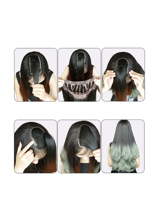 Voberry Synthetic Curls Weft Hair Wig Black/Grey 30x20x5cm - Image 1