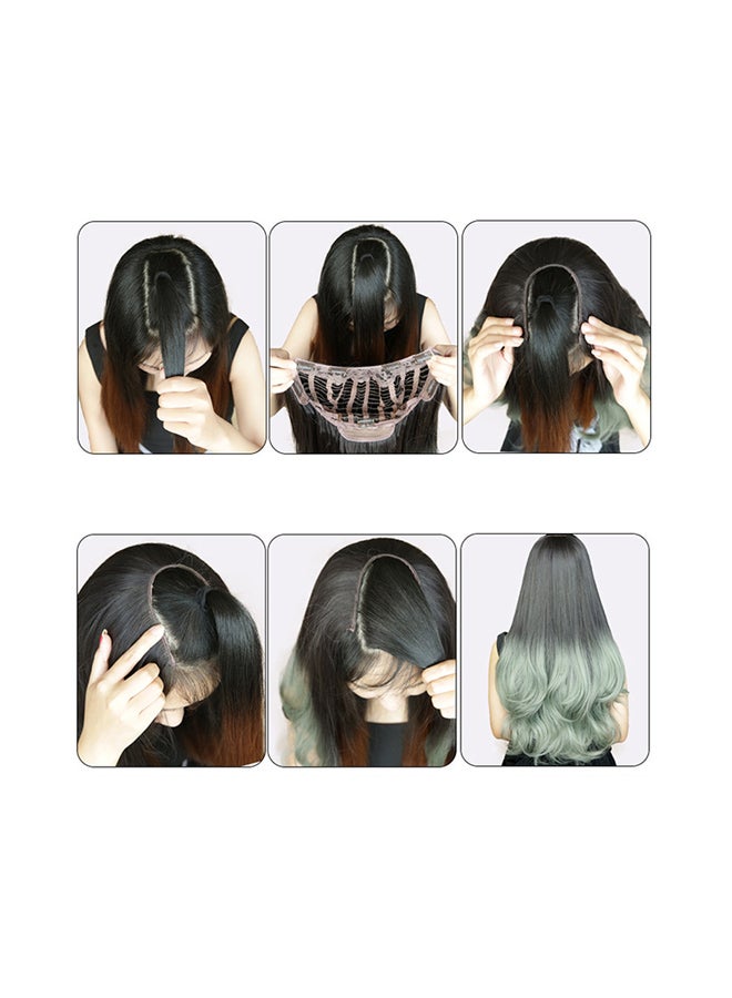 Voberry Synthetic Curls Weft Hair Wig Black/Grey 30x20x5cm - Image 1