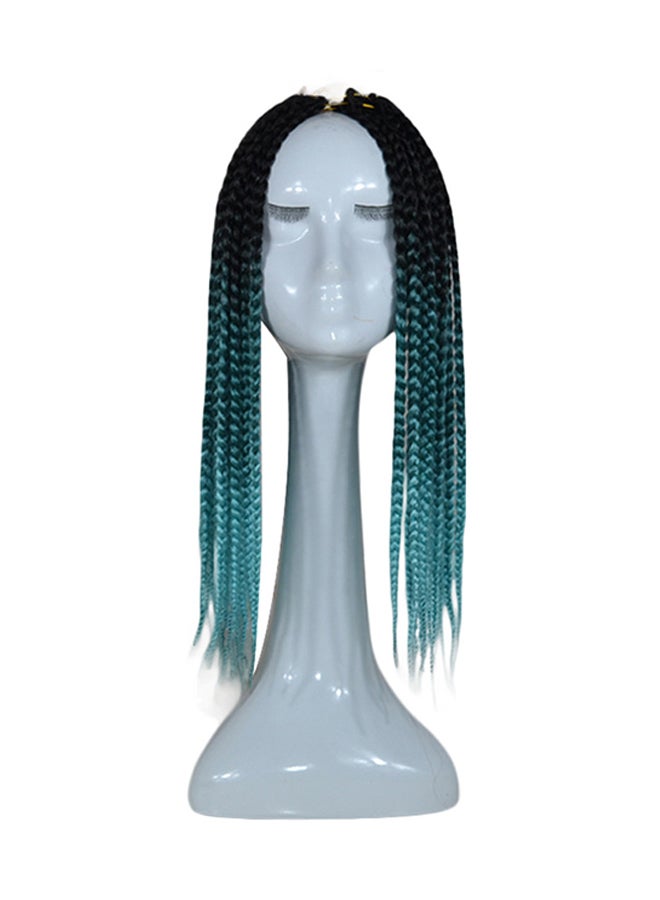 فوبيري شعر مستعار مضفر ومصنوع من مواد صناعية الأسود / الأزرق 30x20x3سم