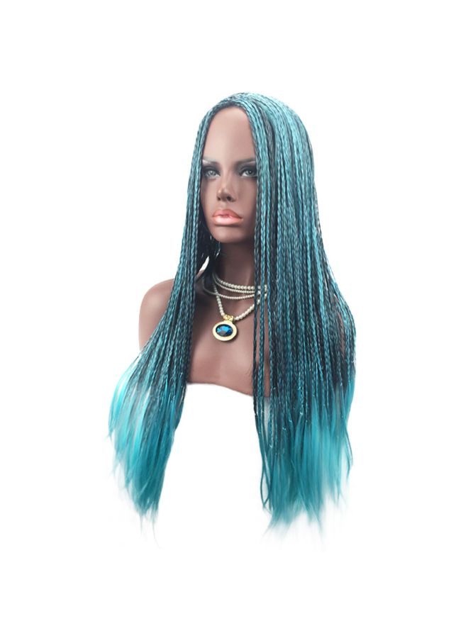 Voberry Cosplay Synthetic Braid Wig Cyan Blue 19x16x1cm - Image 2