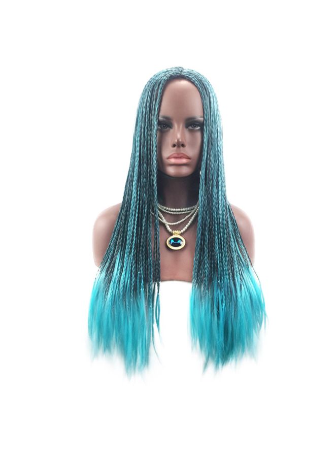 Voberry Cosplay Synthetic Braid Wig Cyan Blue 19x16x1cm - Image 5