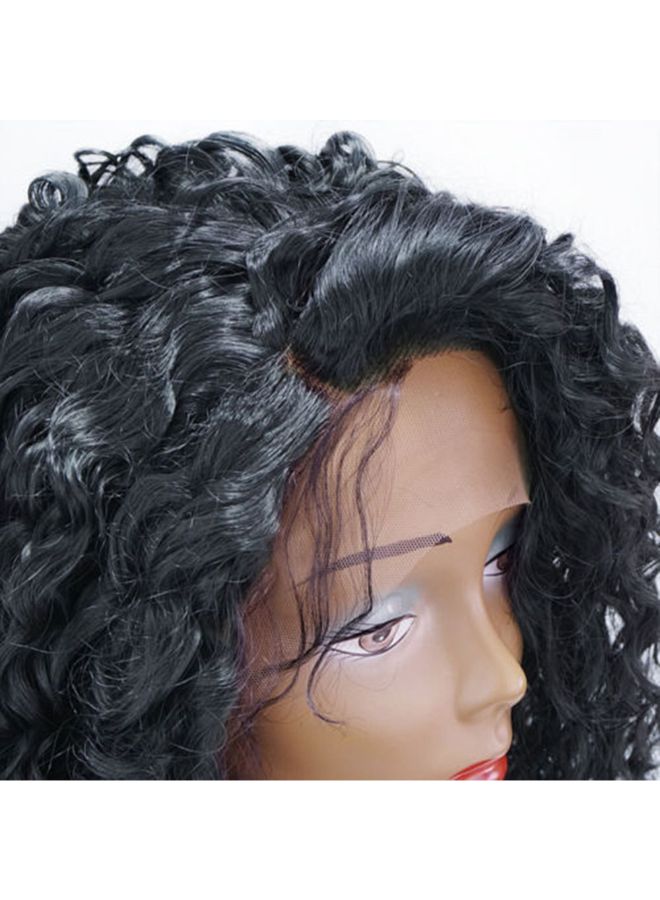 Voberry Curly Glueless Full Lace Wig Black 45x14x5cm - Image 3