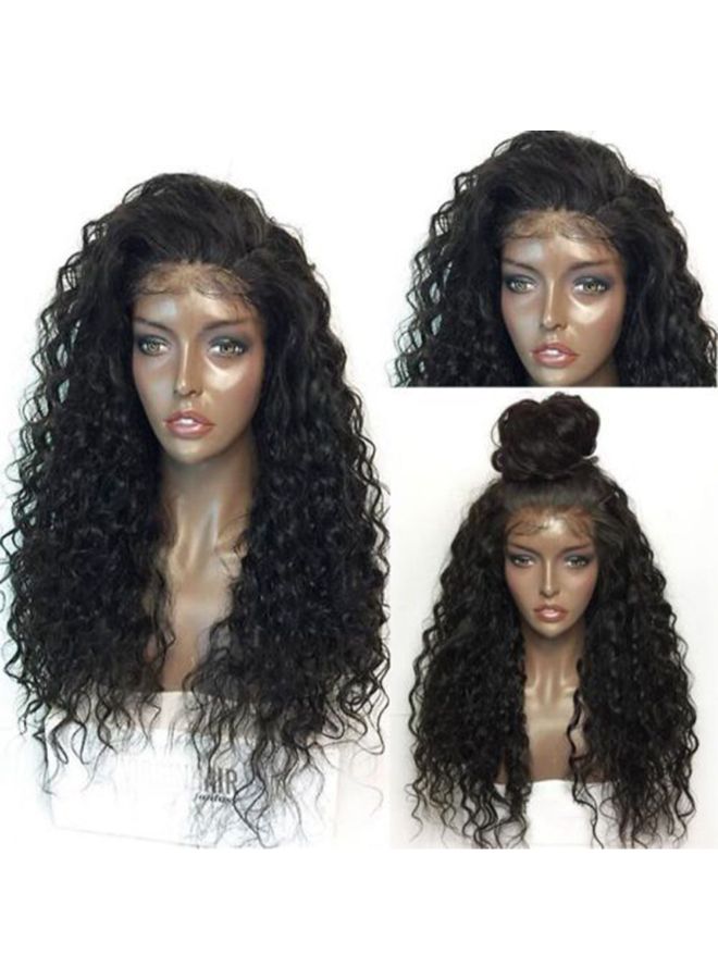 Voberry Curly Glueless Full Lace Wig Black 45x14x5cm - Image 4