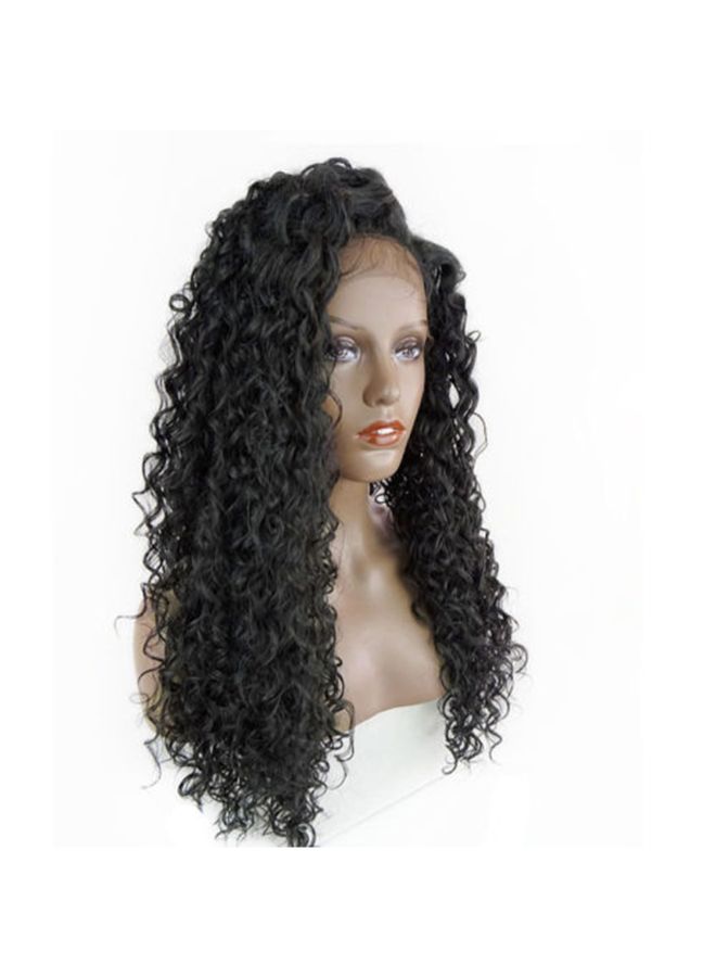 Voberry Curly Glueless Full Lace Wig Black 45x14x5cm - Image 2