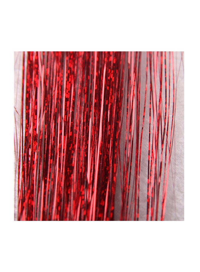 Voberry Hair Tinsel Sparkle Holographic Glitter Party Wig Cherry Red 60x4x2cm