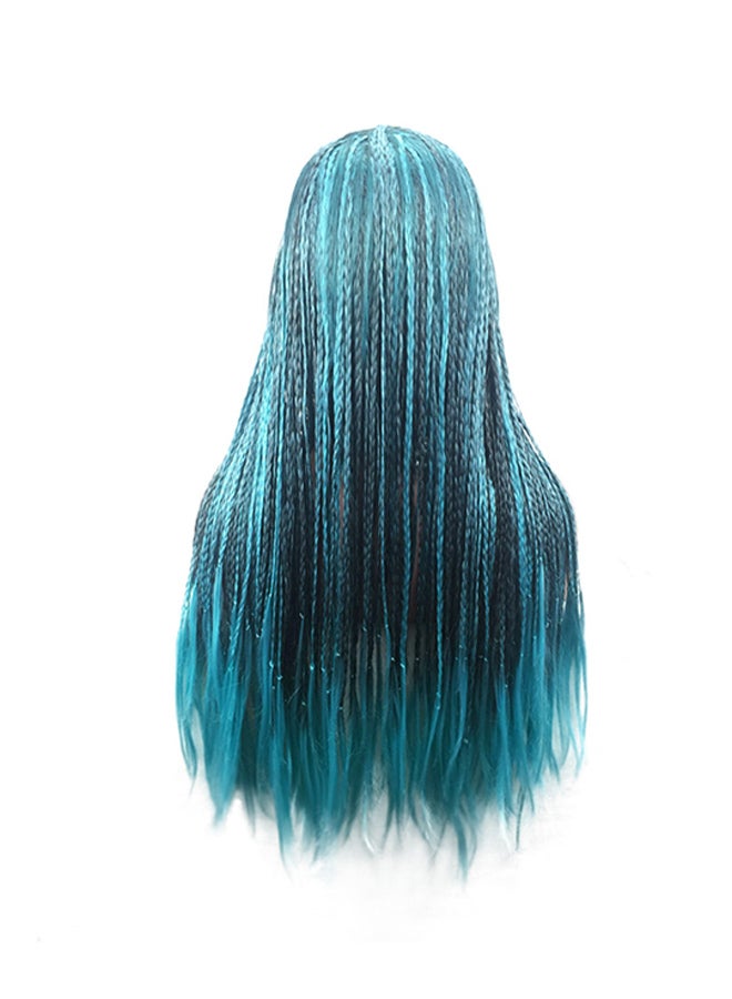 Voberry Cosplay Synthetic Braid Wig Cyan Blue 19x16x1cm - Image 1