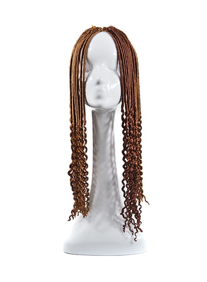 فوبيري شعر مستعار مضفر مصنوع من ألياف صناعية مقاومة للحرارة بني 25x20x3سم - Image 1