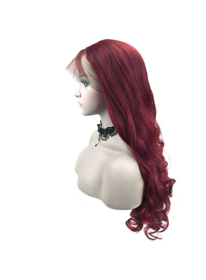 Voberry Curly Glueless Full Lace Wig Wine Red 10x10x10cm - Image 2