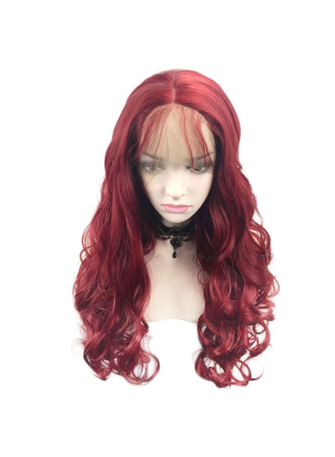 Voberry Curly Glueless Full Lace Wig Wine Red 10x10x10cm - Image 3